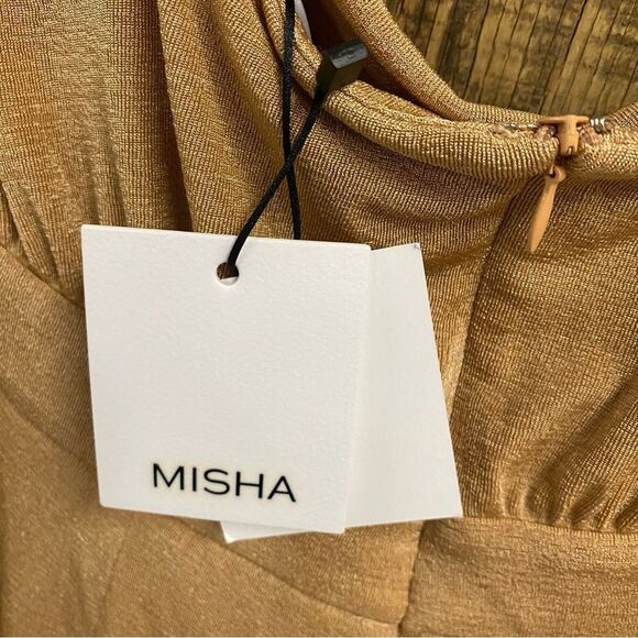 MISHA Moyra Jumpsuit Desert Rose
Tan Draped soft stretch Revolve US 8 - Picture 9 of 11